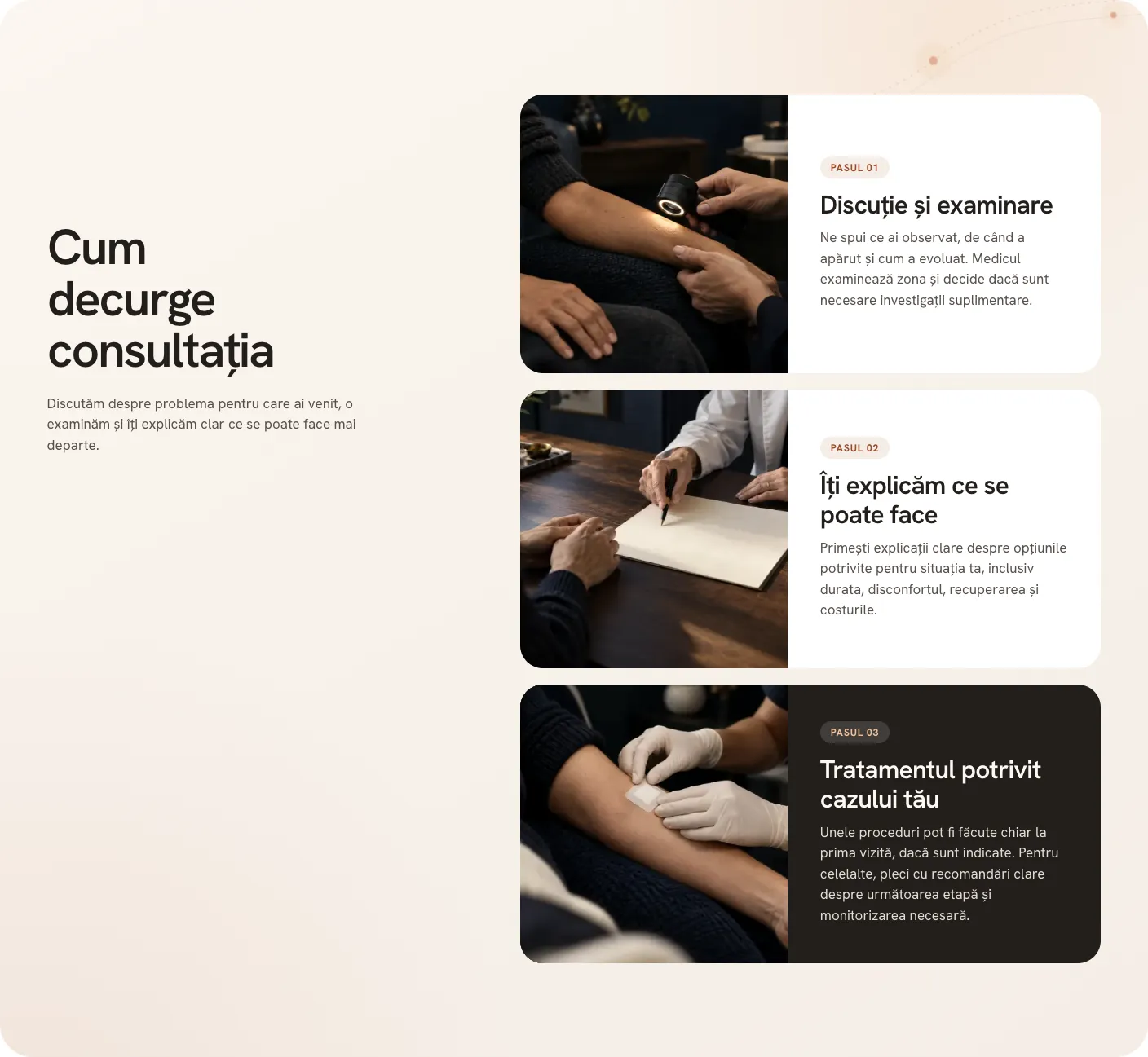 Cei trei pași ai consultației dermatologice
